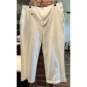 Anthropologie Maeve White Cotton Crop Wide Leg Pants Summer Beach SZ 14 Flaw